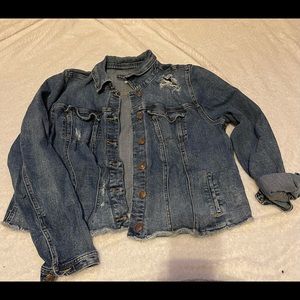 Distressed jean jacket